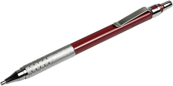 PIPER Quadrata Metal Mechanical Pencil 0.7mm with Erasers and HB #2 Lead Refills for Art, Sketching, Writing, Drafting (Cinnamon Red)-DeskLoop Office