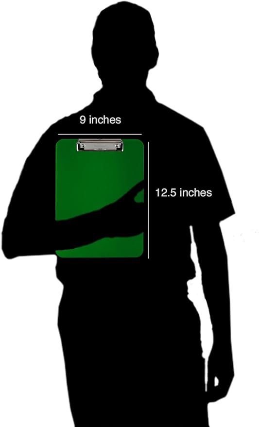 Trade Quest Plastic Clipboard Opaque Color Letter Size Low Profile Clip (Pack of 6) (Green)-DeskLoop Office