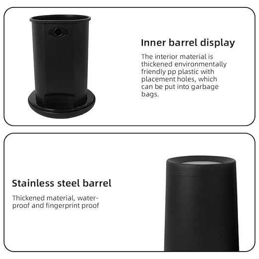 10 L/2.6 Gallon,Matte Black Bathroom Trash Can,Metal Garbage Can with Flipping Lid,for Bathroom, Living Room,Bedroom,Hotel,Office, Laundry Room (Black)-DeskLoop Office
