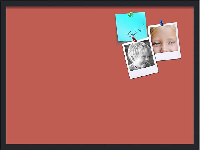 PinPix 30x22 Inch Cork Bulletin Board. This Decorative Framed Pin Board Comes with Crimson Pastel Design and a Satin Black Frame. Ideal for Home Office Decor or Message Board (PinPix-1807)-DeskLoop Office