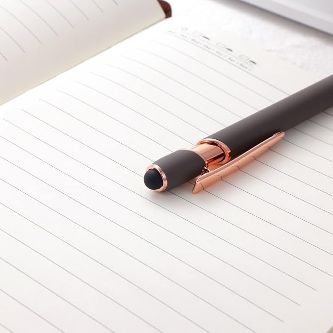 12 PCS 2 in 1 Stylus Ballpoint Pen with Stylus Tip, 1.0 mm Black Ink Metal Pen Stylus Pen for Touch Screens (Rose Gold & Gray)-DeskLoop Office