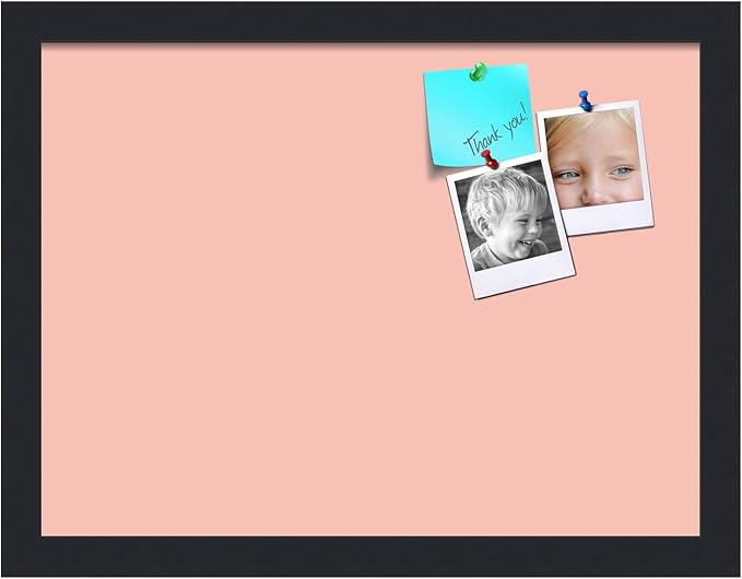 PinPix 16x12 Inch Cork Bulletin Board. This Decorative Framed Pin Board Comes with Pink Pastel Design and a Satin Black Frame. Ideal for Home Office Decor or Message Board (PinPix-1813)-DeskLoop Office