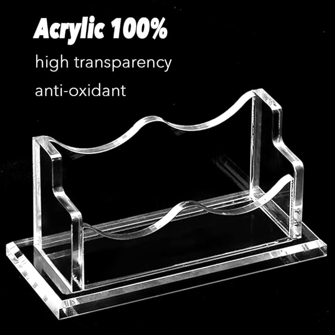 2 Packs Acrylic Business Card Holders for Desk, Horizontal Clear Business Name Card Display Stand, Desk Accessory Business Name Card Organizer (Horizontal, 1-Slot)-DeskLoop Office