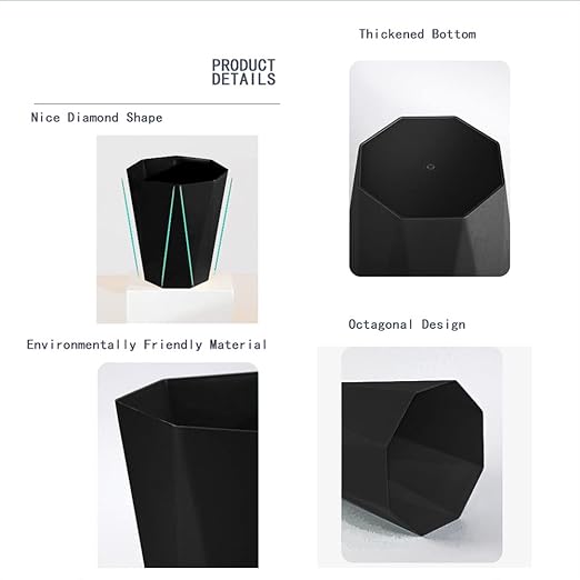 Small Trash Can 2.6 Gallon Bathroom Garbage Can Waste Basket Recycling Bin for Toilets Dorms Kitchens, Black-DeskLoop Office