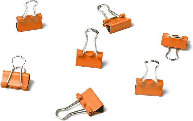 50 Pack Small Orange Binder Clips 3/4 Inch, Colored Little Paper Clamps - Image 6