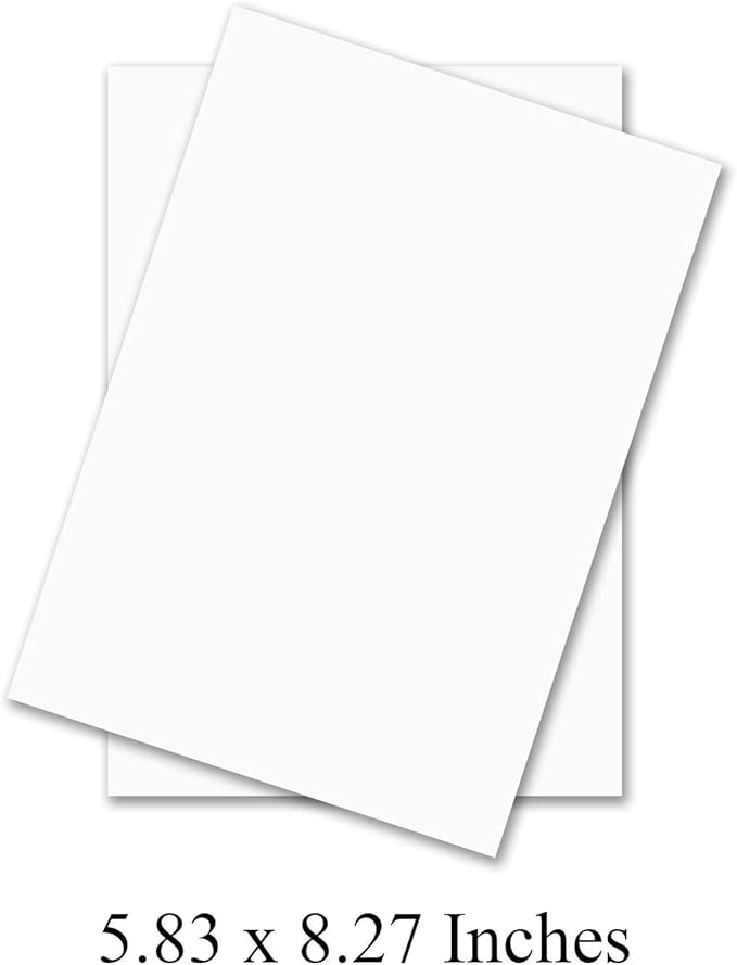 A5 Premium White Cardstock| For Copy, Printing, Writing | 5.83" x 8.27" inches (148 x 210 mm - Half of A4) | Full ream of 100 Sheets | 65lb-DeskLoop Office