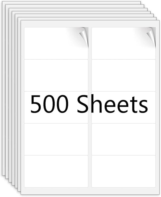 10-UP Address Labels for Laser/Inkjet Printers, White, 2 x 4 Inch, (500 Sheets - 5000 Labels)-DeskLoop Office