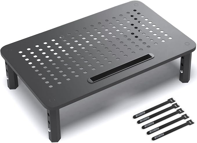 EVOOMI Monitor Stand Riser - Upgraded for Faster Productivity - Anti-Skid, HD Hexagonal Steel - Free Cable Ties - Computer Stand - Laptop, Desktop, Printer, iMac (Simple)-DeskLoop Office