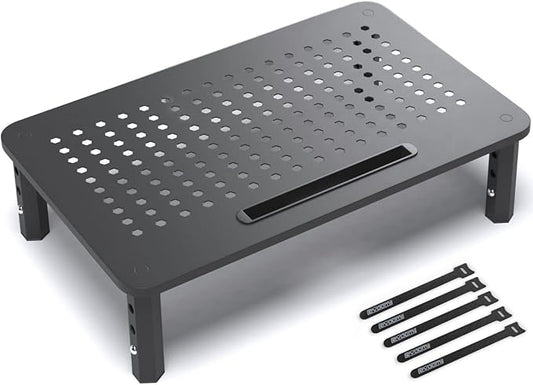 EVOOMI Monitor Stand Riser - Upgraded for Faster Productivity - Anti-Skid, HD Hexagonal Steel - Free Cable Ties - Computer Stand - Laptop, Desktop, Printer, iMac (Simple)-DeskLoop Office