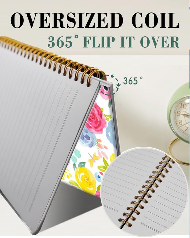 Spiral Journal Notebook,A5 Hardcover Lined Journals for Women Girl 6 x 8.3 in,120 Pages Thick Paper,Cute College Ruled Writing Notebook for Gifts Office Work School(Watercolor Rose Floral)-DeskLoop Office