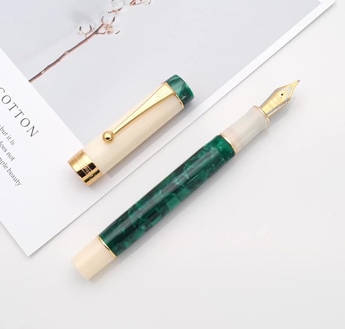 JINHAO 100 Fountain Pen with Ink Converter (Medium Nib 0.7mm, Deep Sea Green-A)-DeskLoop Office