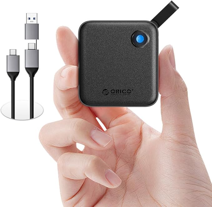 ORICO Portable SSD 4 TB with 2 in 1 USB C Cable, External Solid State Drives, Up to 460MB/s, Status Indicator, Reliable Storage for USB-C Smartphone, Tablet, PC - B5PLUS-DeskLoop Office