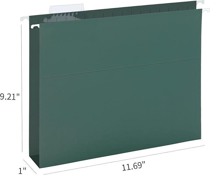 HERKKA Extra Capacity Hanging File Folders, 30 Pack Reinforced Hang Folders with Heavy Duty 1 Inch Expansion, Designed for Bulky Files, Medical Charts, Letter Size, Green-DeskLoop Office