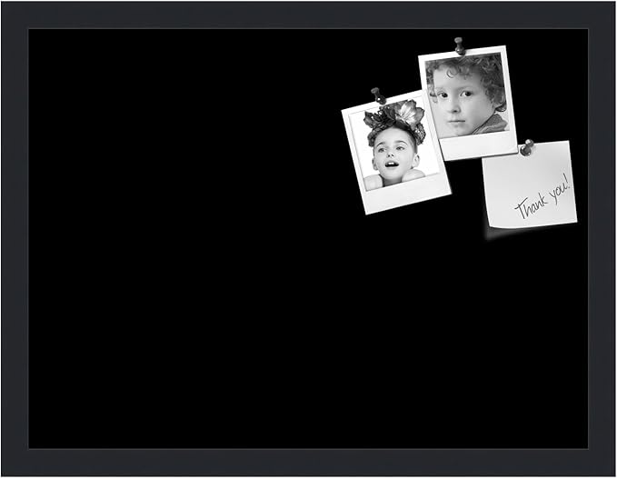 PinPix 20x15 Inch Cork Bulletin Board. This Decorative Framed Pin Board Comes with Solid Black Design and a Satin Black Frame. Ideal for Home Office Decor or Message Board (PinPix-622)-DeskLoop Office