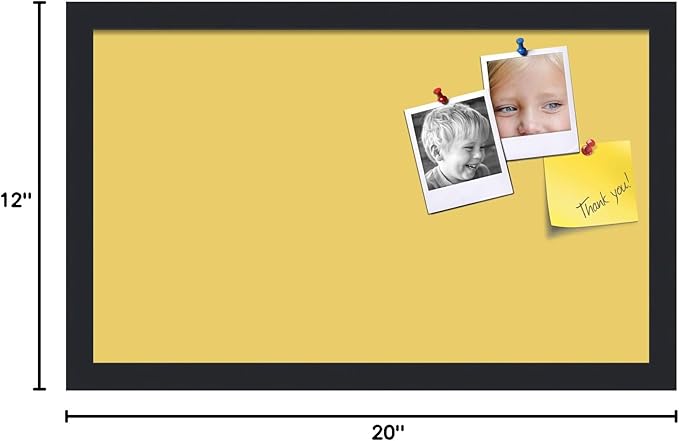 PinPix 20x12 Inch Cork Bulletin Board. This Decorative Framed Pin Board Comes with Honey Pastel Design and a Satin Black Frame. Ideal for Home Office Decor or Message Board (PinPix-1810)-DeskLoop Office