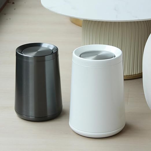 10 L/2.6Gallen,Swing Lid Trash Can,Brushed Stainless Steel Garbage Can with Flipping Lid,for Bathroom, Kitchen,Living Room,Bedroom,Hotel (Black Gold)-DeskLoop Office