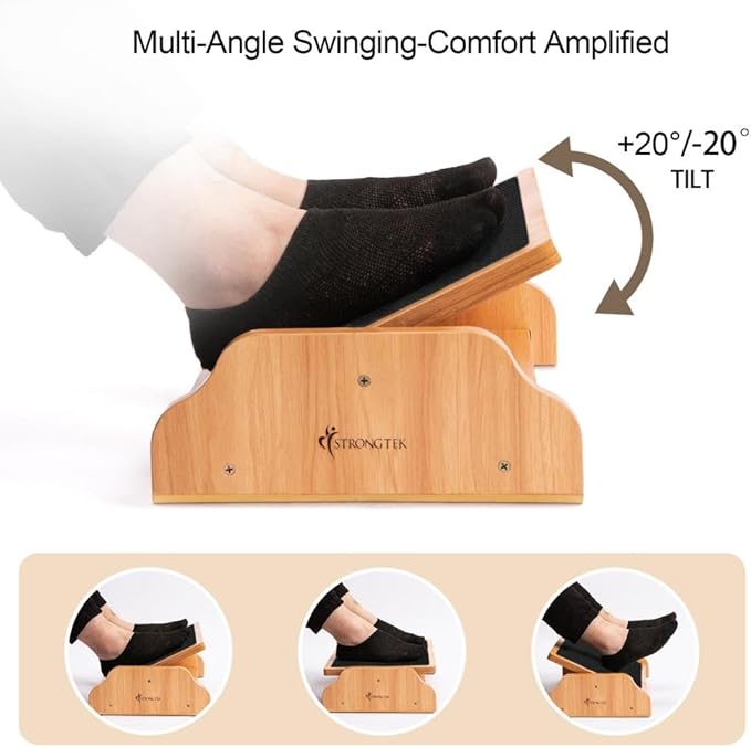 StrongTek Ergonomic Rocking Foot Rest for Under Desk, Adjustable Foot Stool with Non-Slip Surface, Three Positions for Comfort & Stability, Enhances Posture & Circulation, Ideal for Office & Home Use-DeskLoop Office