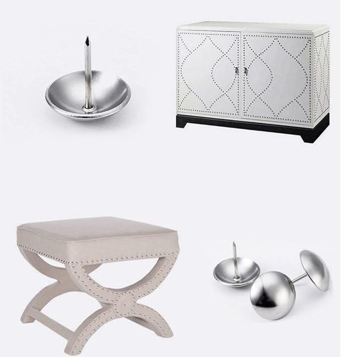 500Pcs Upholstery Tacks, BetterJonny Decorative Furniture Nails Pins Sliver Metal Thumb Tacks for Upholstered Furniture Cork Board, Home Decor(17X11MM)-DeskLoop Office