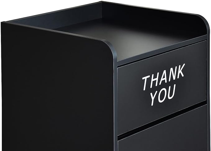 Flash Furniture Sony Laminate Wood Commercial-Grade Trash Receptacle with Tray Top, Wooden Restaurant Trash Can Cabinet and Garbage Receptacle, Black-DeskLoop Office