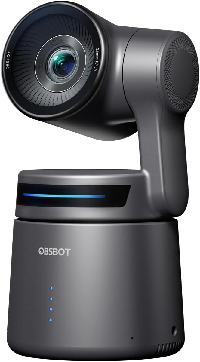 OBSBOT Tail Air NDI Streaming Camera 4K, AI Tracking PTZ Camera with Intelligent APP, Gesture Control, HDMI/USB-C/Wireless Webcam, Video Camera Live Stream for YouTube, Chruch, Worship, Creator, etc.-DeskLoop Office