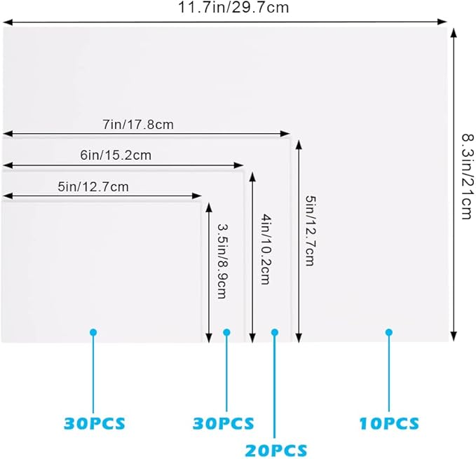 4 Sizes Photo Paper, 200gsm High Glossy White Photographic Paper, Advanced Picture for Inkjet Printer (90 Sheets, 3.5 x 5, 4 x 6, 5 x 7, 8.3 x 11.7 Inch)-DeskLoop Office