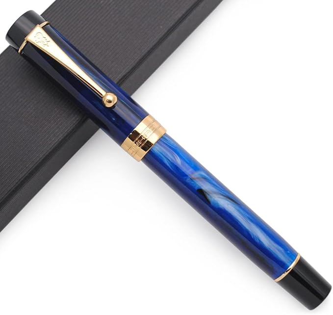 JINHAO 100 Fountain Pen with Ink Converter (Medium Nib 0.7mm, Galaxy Blue-A)-DeskLoop Office