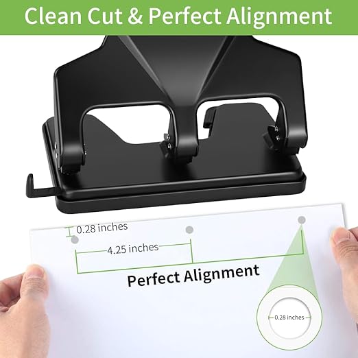 AFMAT 3 Hole Punch Heavy Duty, 40-Sheet Three Hole Punch, 50% Reduced Effort Metal Paper Puncher w/Large Chip Tray