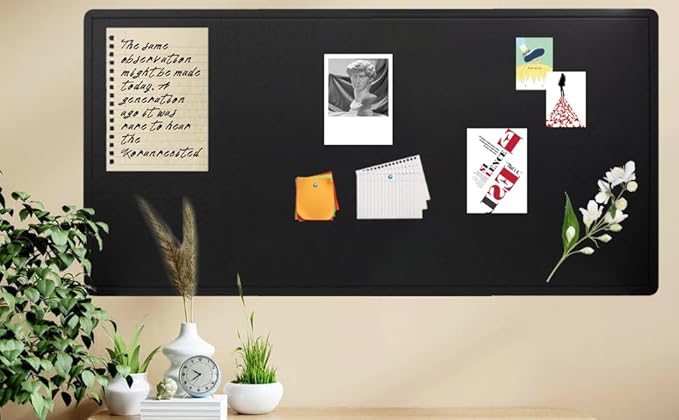 Extra Large Bulletin Board, 96 X 48 inches Cork Board with 30 Pushpin, 8' x 4' Felt Cork Board Notice Pin Board, Self-Adhesive Vision Board Mood Board Foldable Photo Board for Wall - Black-DeskLoop Office