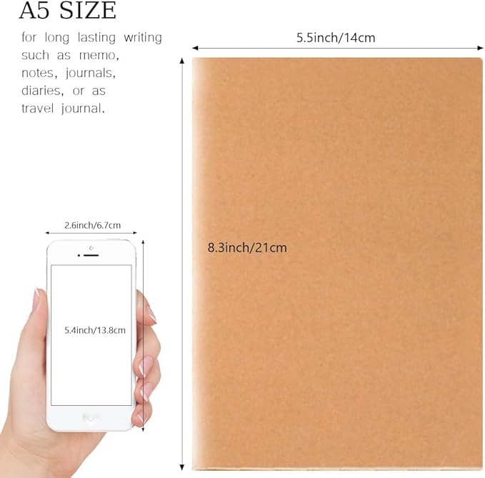 LIONSOUL 90 Pack A5 Blank Kraft Notebooks Bulk, Blank Paper Sketchbooks, Writing Blank Journal Notebook in Bulk, 80 Pages, 8.3x5.5 inch, for Gifts Travelers Office and School Supplies-DeskLoop Office