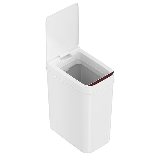 iTouchless 3 Gallon Bathroom Sensor Trash Can, 10 Liter Small Touchless Automatic Slim Garbage Bin with Lid, Smart Narrow Motion Control Commercial Waste Basket for Office, Bedroom, White-DeskLoop Office