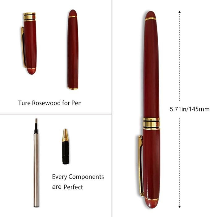 3 Pcs Wooden Pens Set with Gift Case/Best Writing Fountain Fancy Ballpoint Pen and Luxury Gel Pen with Ink Refills, Promotional Business Designer Pens-DeskLoop Office