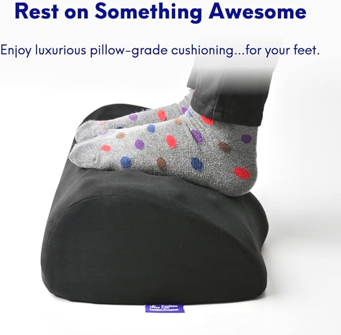 C CUSHION LAB Ergonomic Foot Rest for Under Desk - Patented Massage Ridge Design Memory Foam Foot Stool Pillow for Work, Home, Gaming, Computer, Office Chair - Footrest for Back and Hip Pain Relief-DeskLoop Office