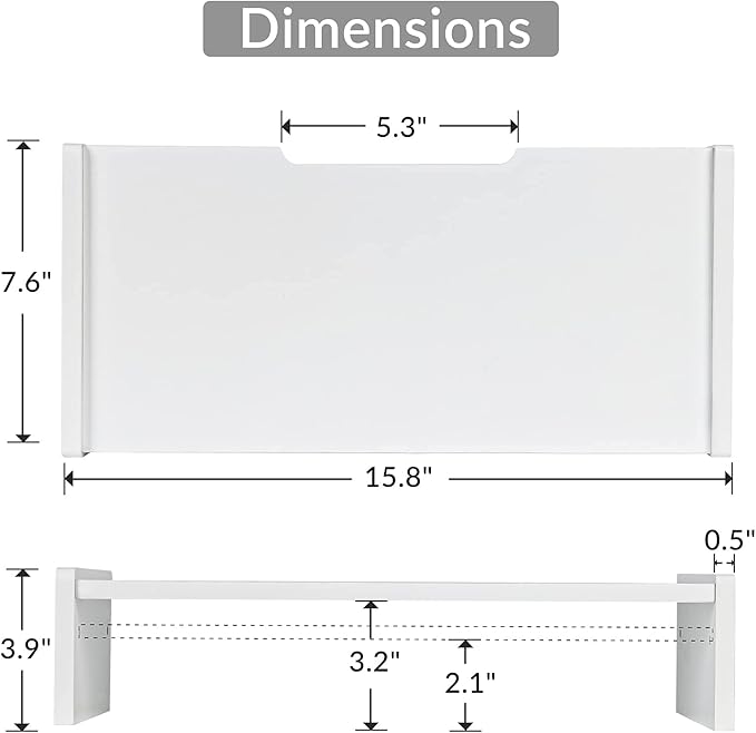 KINLINK Solid Wood Monitor Stand Riser, Monitor Riser with 2 Adjustable Height, 15.8 inch Computer Riser for Computer, iMac, PC, Printer, Computer Monitor Stand for Home & Office, White-DeskLoop Office