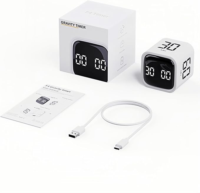 Digital Cube Pomodoro Timer Desk Rechargeable Productivity Timer 5/10/30/60min - Image 7