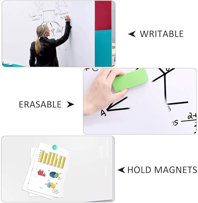 Magnetic Whiteboard Contact Paper for Wall 60 x 36 inches, Magnetic Dry Erase White Board Sticker with Non-Adhesive Backing for Office Home School-DeskLoop Office