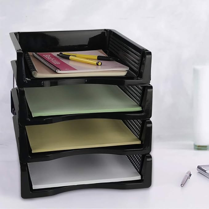 Ggbin 6-Tier Desktop A4 Paper Organizer Tray, Stackable File Trays for Storage, Black-DeskLoop Office