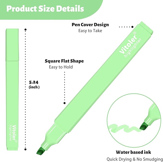 Aesthetic Highlighters,12pcs Chisel Tip Highlighter, Pastel Candy Colors, Cute Assorted Colors Highlighter, Bible Highlighters and Pens No Bleed for Bible Pages-DeskLoop Office