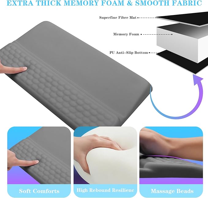 Computer Keyboard Stand with Wrist Rest, Ergonomic Tilted Keyboard Holder - Keyboard Riser with Wrist Pad - Keyboard Tray Support for Office Home - Gray-DeskLoop Office