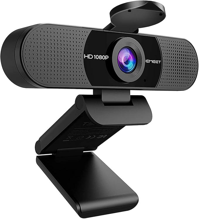 EMEET 1080P Webcam with Microphone, C960 Web Camera, 2 Mics Streaming Webcam, 90°FOV Computer Camera, Plug and Play USB Web Cam for Online Calling/Conferencing, Zoom/Teams/Facetime/YouTube, Laptop/PC-DeskLoop Office
