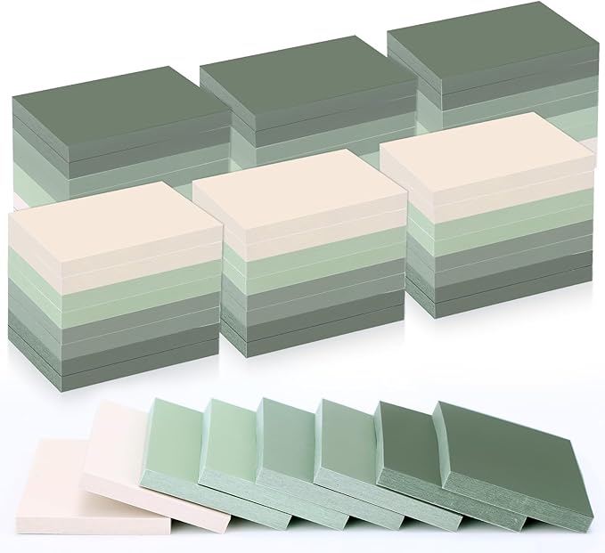 Fainne 60 Pads Sticky Notes Bulk 1.5 x 2 Inch Mini Self Stick Note Small Assorted Bright Colors Paper Memo for Office School Notebook Supplies 50 Sheets/pad (Simple Style,Green Series)-DeskLoop Office