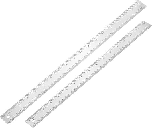 PATIKIL 16, 18 Inch Stainless Steel Straight Edge Ruler, 2 Pcs Cork Backing Non-Slip Metal Ruler with Inches Centimeter Metric Measuring Tools for Office-DeskLoop Office