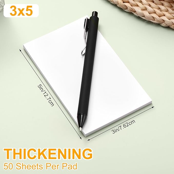Fainne 3 x 5 Inch Paper Note Pads White Memo Pad Blank Writing Memo Scratch Paper for Waitress Waiter Book to Do Grocery List Small Notebook Restaurant Checkbook, White(40 Pack)-DeskLoop Office