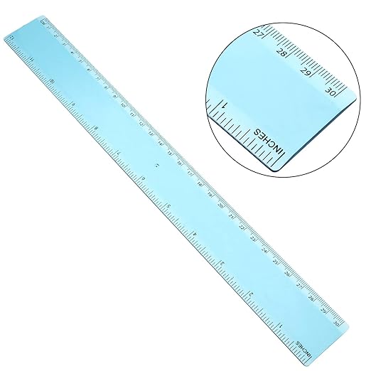 2 Pack Plastic Ruler Straight Ruler Plastic Measuring Tool for Student School Office (Blue, 12 Inch)-DeskLoop Office