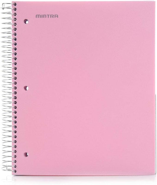 Mintra Office Durable Spiral Notebooks, 5 Subject (Spring Pink, College Ruled 1pk)-DeskLoop Office
