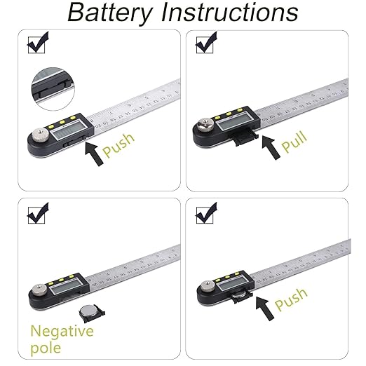 Delgada 8 inch/200mm Digital Angle Finder Ruler - Stainless Steel Protractor for Woodworking and Construction - Battery Included-DeskLoop Office