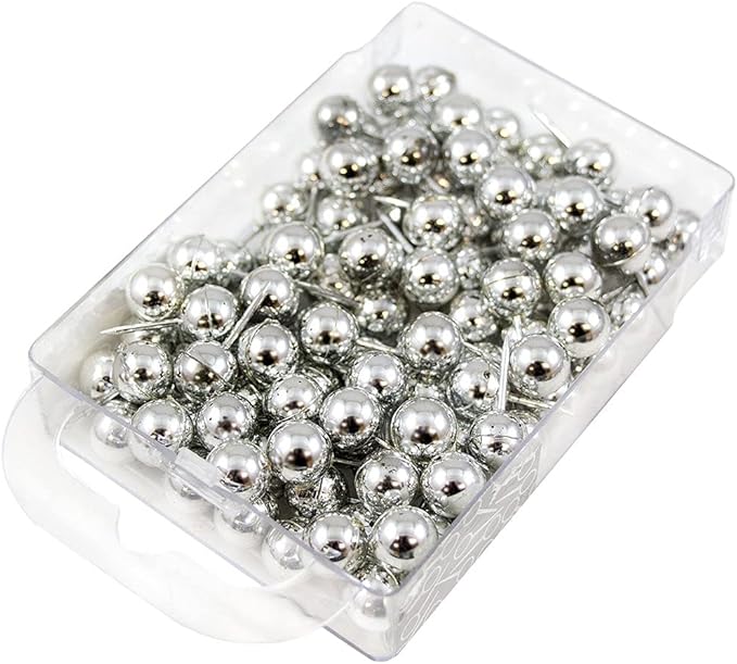 JAM PAPER Colorful Push Pins - Round Head Map Thumb Tacks - Silver PushPins - 100/Pack-DeskLoop Office