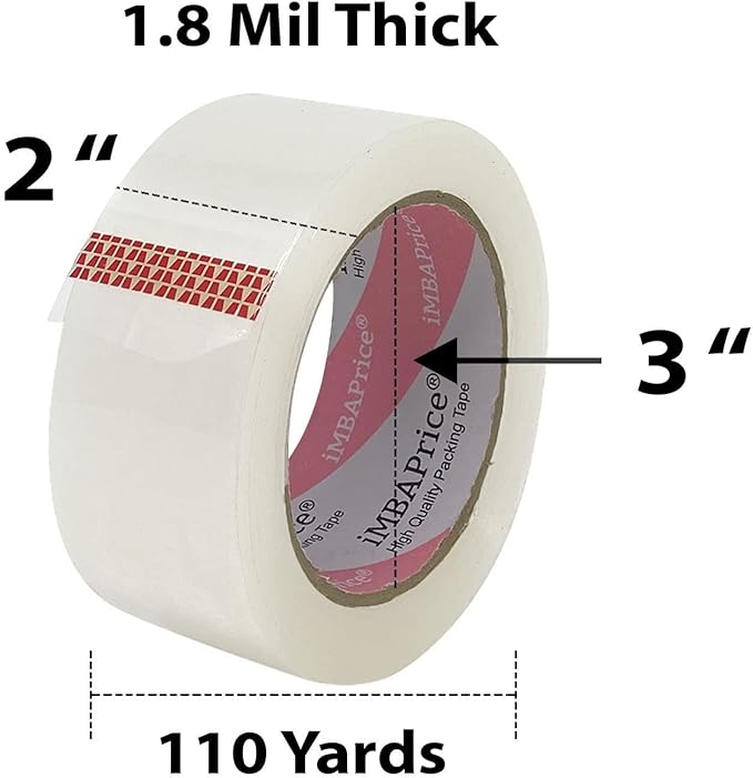 iMBAPrice 2 Inches Clear Packing Tape, 36 Rolls x 110 Yards Storage Box Sealing Packaging Tape Refill for Packaging and Shipping,Total 3960 Yards-DeskLoop Office