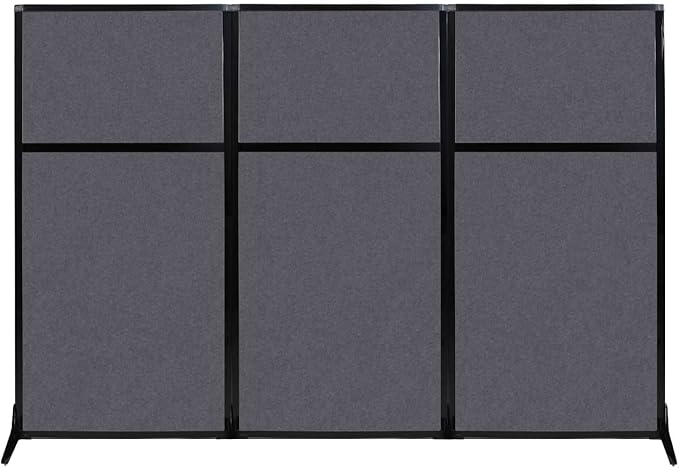 Versare Office Workstation Screen | Portable Wall Divider | Modern Cubicle | Freestanding Privacy Screen | Flexible Work Space | 3 Panels | 99" Wide x 70" Tall Dark Gray SoundSorb Panels-DeskLoop Office