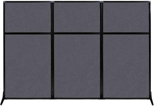 Versare Office Workstation Screen | Portable Wall Divider | Modern Cubicle | Freestanding Privacy Screen | Flexible Work Space | 3 Panels | 99" Wide x 70" Tall Dark Gray SoundSorb Panels-DeskLoop Office