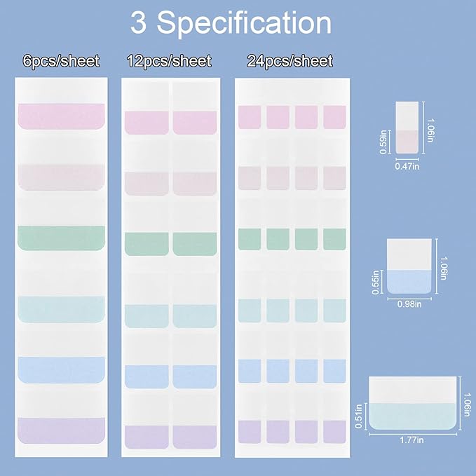 420 pcs Index Tabs, 3 Sizes Colored Page Markers, Writable and Repositionable Book Tabs, Page Tabs for Reading Notes, Books and Classify Files(Light Color)-DeskLoop Office